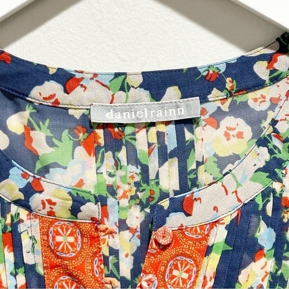 DANIEL RAINN Women’s Multicolor Floral Geometric Print Chiffon Blouse Size M - Picture 6 of 9
